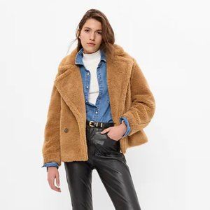 Gap Sherpa Moto Jacket - Holiday Brown - Small